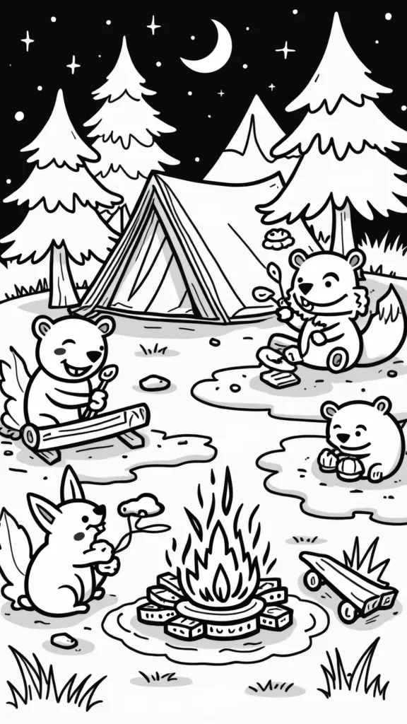 preschool camping coloring pages